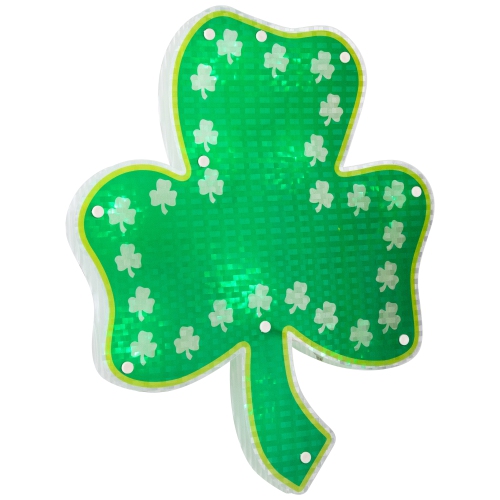 Lighted Green Shamrock St. Patrick's Day Window Silhouette - 14" - Green LED Lights