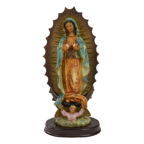 NORTHLIGHT  Our Lady Of Guadalupe With Angel Figurine - 9.25"