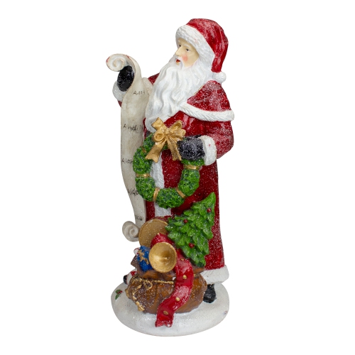 Santa Claus with Gift Sack and a Nice and Naughty List Christmas Figurine - 11.5"