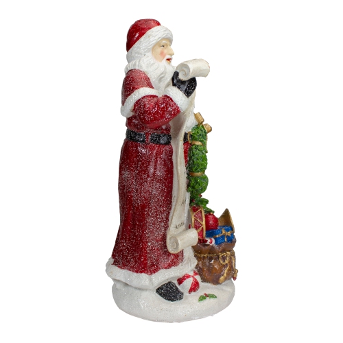 Santa Claus with Gift Sack and a Nice and Naughty List Christmas Figurine - 11.5"