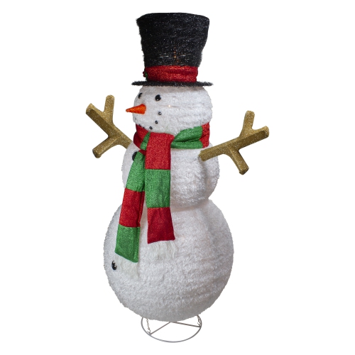 Lighted Tinsel Snowman Outdoor Christmas Decoration - 60" - Warm White Lights