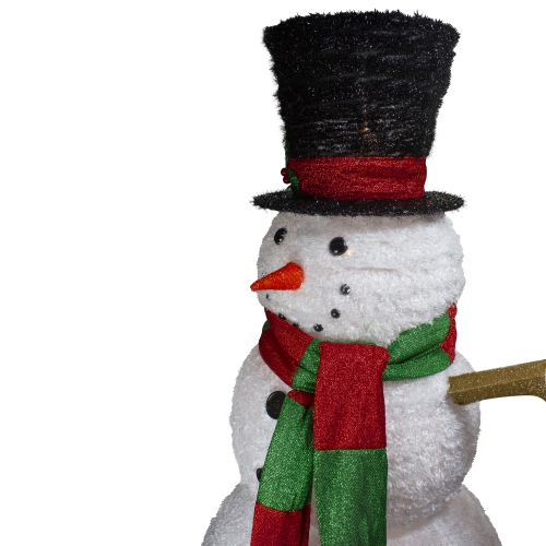 Lighted Tinsel Snowman Outdoor Christmas Decoration - 60" - Warm White Lights