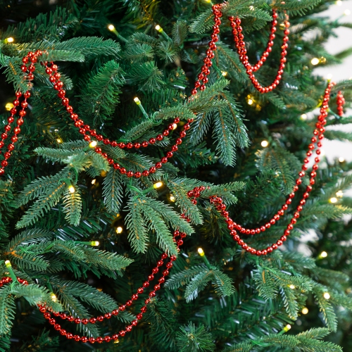 Shiny Metallic Faceted Beaded Christmas Garland - 15' x .25" - Red