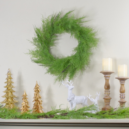 Real Touch Artificial Cedar Christmas Wreath - 24" - Unlit