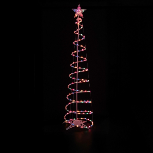 NORTHLIGHT  Pre-Lit Spiral Outdoor Christmas Tree Yard Decoration - 6' - Multi-Color Lights 
