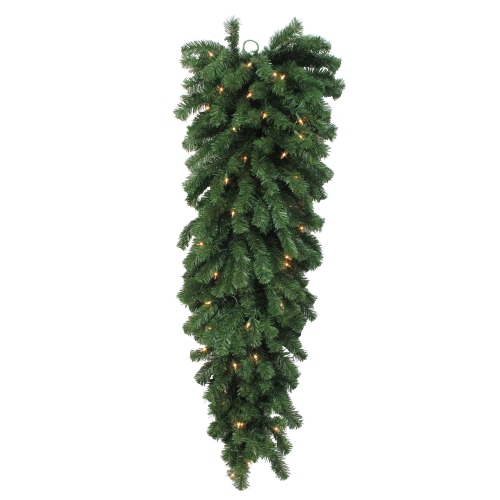 Pre-Lit Deluxe Windsor Pine Artificial Christmas Teardrop Swag - 54" - Clear Lights