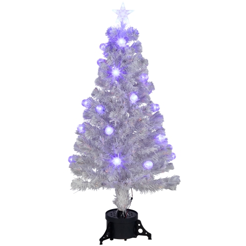 Pre-Lit Medium Color Changing Fiber Optic Artificial Christmas Tree - 4' - White - Blue LED Lights