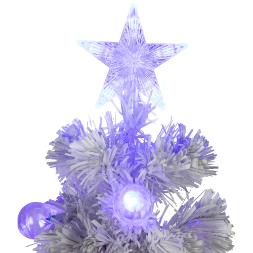Pre-Lit Medium Color Changing Fiber Optic Artificial Christmas Tree - 4' - White - Blue LED Lights