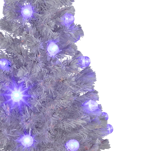Pre-Lit Medium Color Changing Fiber Optic Artificial Christmas Tree - 4' - White - Blue LED Lights