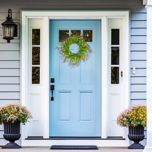 Burrs and Brush Artificial Floral Spring Wreath, Green and Yellow - 18-Inch