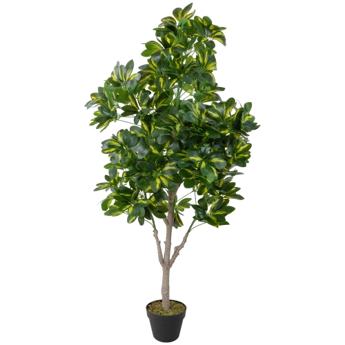 NORTHLIGHT  51" And Black Potted Two Tone Schefflera Artificial Plant In Green