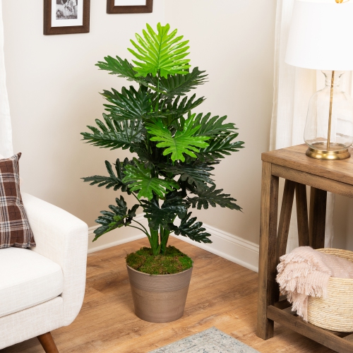 NORTHLIGHT  Potted Philodendron Selloum Artificial Plant - 47"
