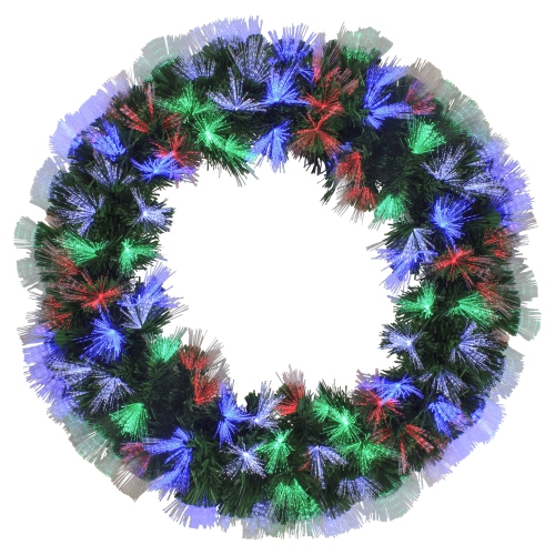 Multi-Function Color Changing Fiber Optic Artificial Pine Christmas Wreath - 24"