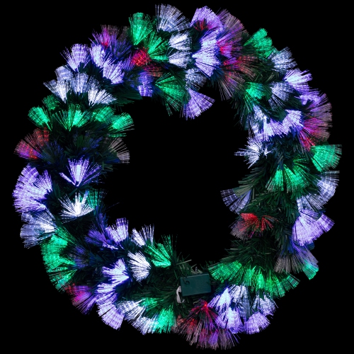 Multi-Function Color Changing Fiber Optic Artificial Pine Christmas Wreath - 24"