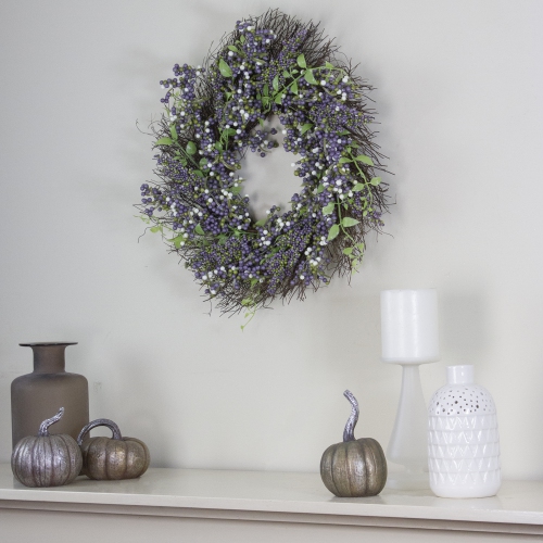 Artificial Mini Berry Fall Harvest Twig Wreath - 22"