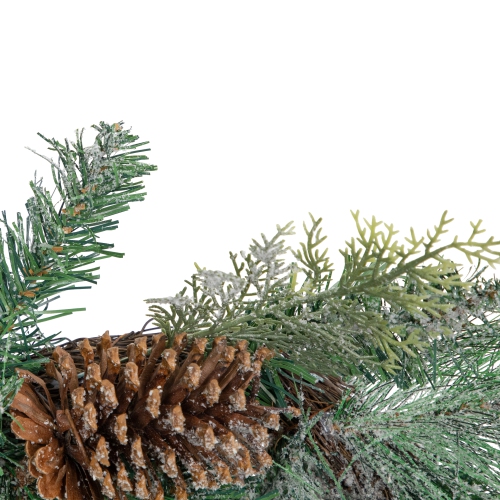 Frosted Mixed Pine and Pine Cones Artificial Christmas Garland - 6' x 9" - Unlit