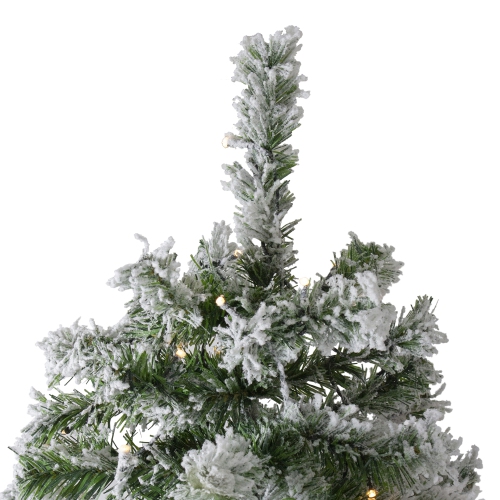 Pre-Lit LED Medium Flocked Winter Park Fir Artificial Christmas Tree - 7.5' - Warm Clear