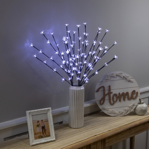 NORTHLIGHT  Pre-Lit Cherry Blossom Artificial Tree Branches - 2.5' - Pure Led Lights - Set Of 3 In White We love the way they look in our backyard