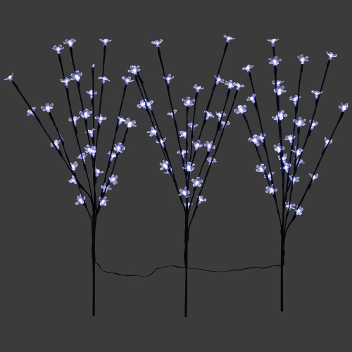 Pre-Lit Cherry Blossom Artificial Tree Branches - 2.5' - Pure White LED Lights - Set of 3