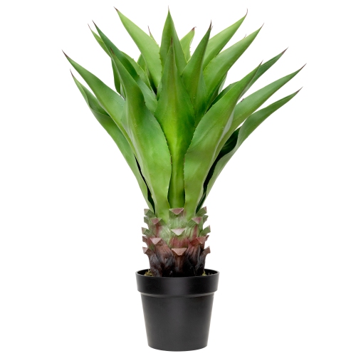 Real Touch Green Artificial Agave Succulent Plant In a Black Pot - 30.5"
