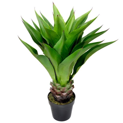 Real Touch Green Artificial Agave Succulent Plant In a Black Pot - 30.5"