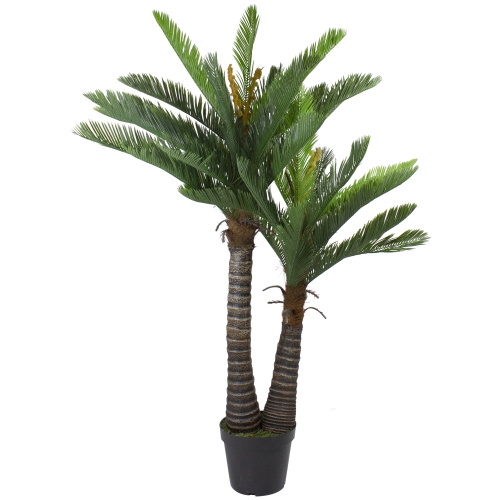 NORTHLIGHT  5' Potted Two Tone Cycas Artificial Floor Plant In Green