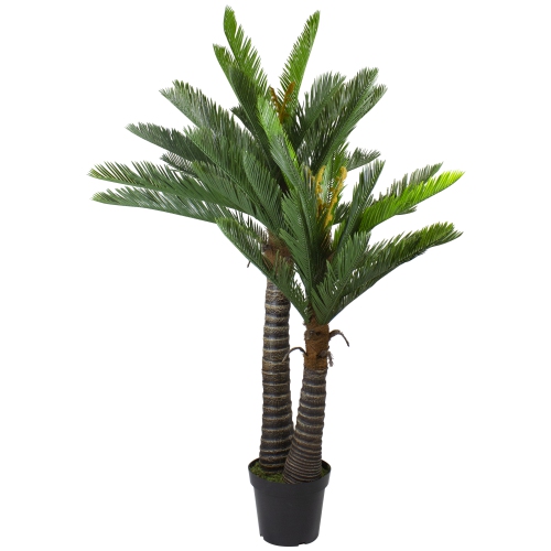 5' Potted Two Tone Green Cycas Artificial Floor Plant
