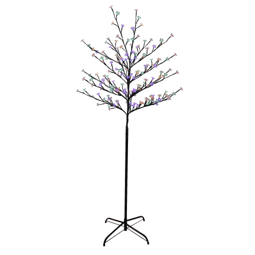 Pre-Lit Cherry Blossom Flower Artificial Tree - 6' - Multicolor LED Lights