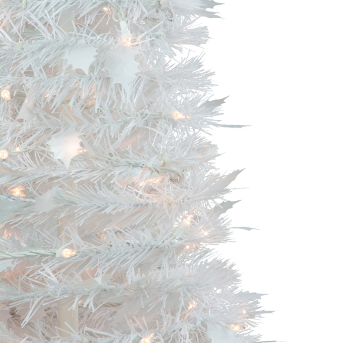 6' Pre-Lit White Tinsel Pop-Up Artificial Christmas Tree, Clear Lights