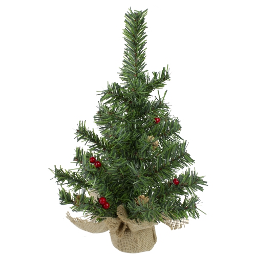 Potted Red Berries and Pine Cones Medium Artificial Christmas Tree - 16" - Unlit