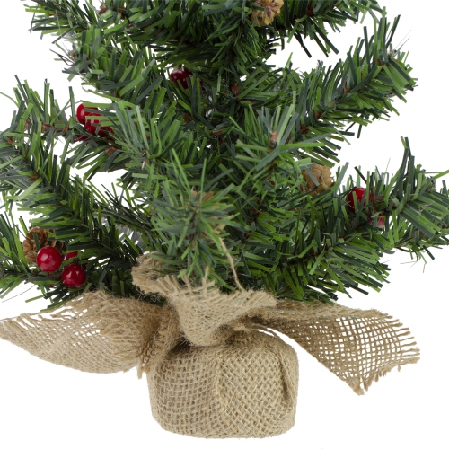 Potted Red Berries and Pine Cones Medium Artificial Christmas Tree - 16" - Unlit