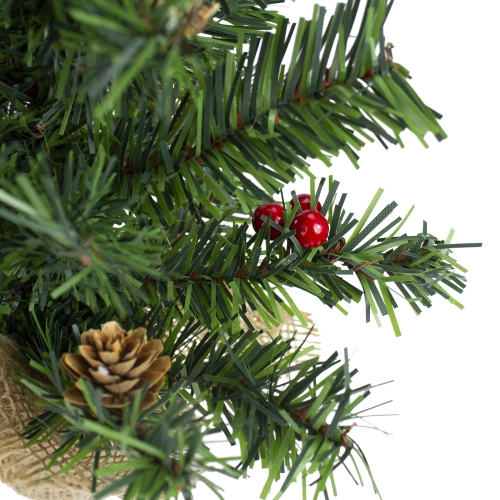 Potted Red Berries and Pine Cones Medium Artificial Christmas Tree - 16" - Unlit