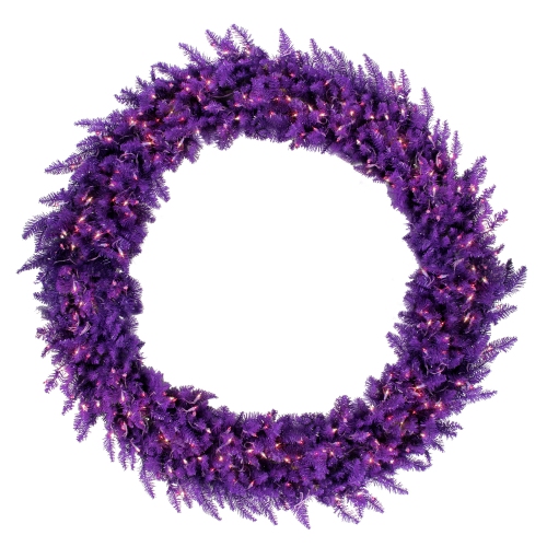 Pre-Lit Ashley Spruce Christmas Wreath - 60-Inch, Clear and Purple Lights