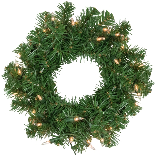 Pre-Lit Deluxe Dorchester Pine Artificial Christmas Wreath - 10" - Clear Lights
