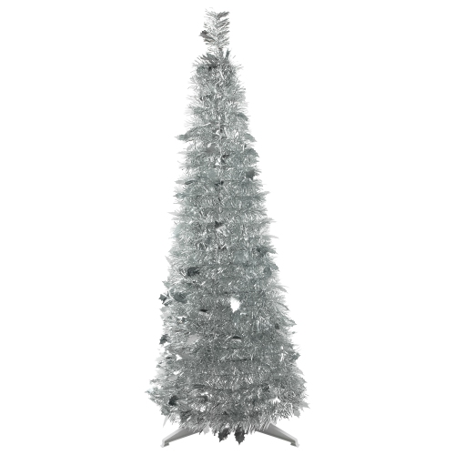 NORTHLIGHT  4' Tinsel Pop-Up Artificial Christmas Tree, Unlit In Silver