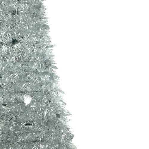 4' Silver Tinsel Pop-Up Artificial Christmas Tree, Unlit
