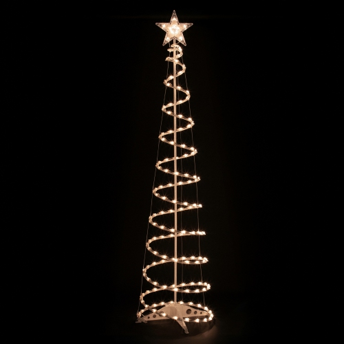 Arbres de Noël d'extérieur illuminés en spirale, 3&nbsp;pi 4&nbsp;pi et 6&nbsp;pi, lumières transparentes, ensemble de 3