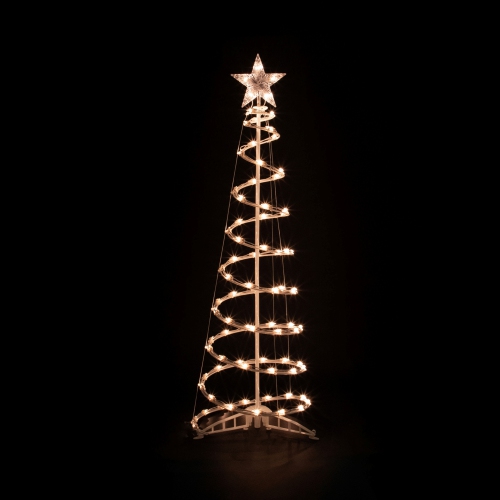 Arbres de Noël d'extérieur illuminés en spirale, 3&nbsp;pi 4&nbsp;pi et 6&nbsp;pi, lumières transparentes, ensemble de 3