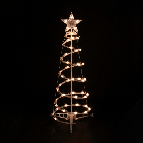 Arbres de Noël d'extérieur illuminés en spirale, 3&nbsp;pi 4&nbsp;pi et 6&nbsp;pi, lumières transparentes, ensemble de 3