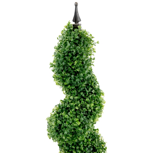 Potted Two Toned Artificial Spiral Boxwood Garden Topiary Tree - 5'