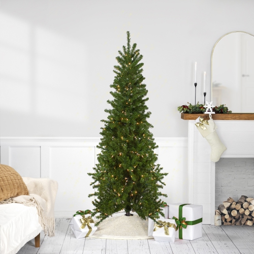 Pre-Lit Canadian Pine Artificial Pencil Christmas Tree - 6.5' - Clear Lights