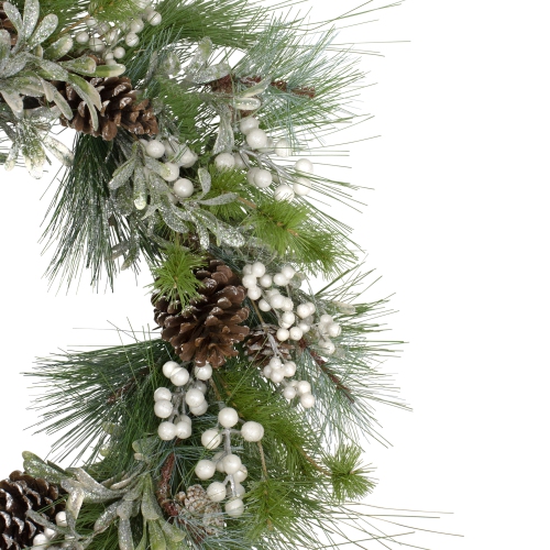 Glittered White Berry and Pinecone Artificial Christmas Wreath, 30-Inch, Unlit