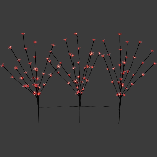 NORTHLIGHT  Led Lighted Cherry Blossom Artificial Branch Sprays - 30" - - Set Of 3 In Red