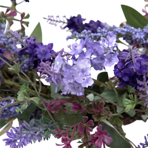Lavender Artificial Spring Floral Wreath, Purple and Green - 18-Inch