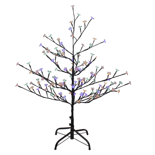 Pre-Lit Cherry Blossom Flower Artificial Tree - 4' - Multicolor LED Lights