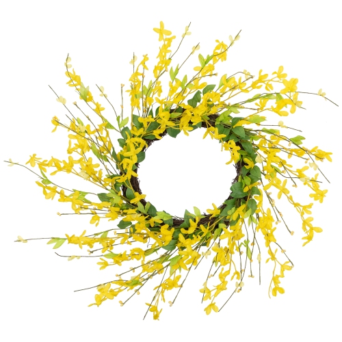 Forsythia Artificial Spring Floral Wreath - 20" - Yellow