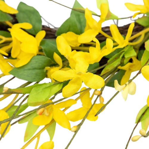 Forsythia Artificial Spring Floral Wreath - 20" - Yellow