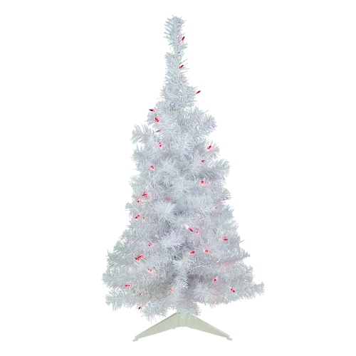Pre-Lit Medium Rockport White Pine Artificial Christmas Tree - 3' - Pink Lights
