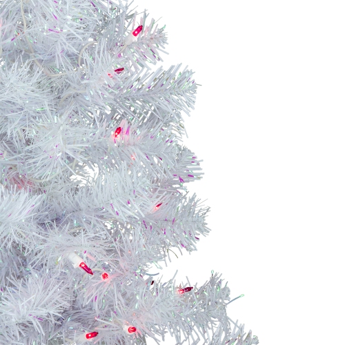 Pre-Lit Medium Rockport White Pine Artificial Christmas Tree - 3' - Pink Lights