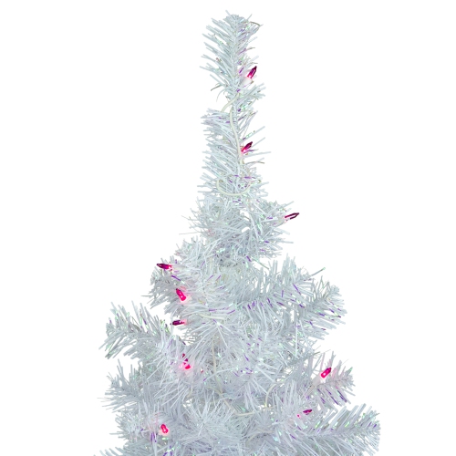 Pre-Lit Medium Rockport White Pine Artificial Christmas Tree - 3' - Pink Lights